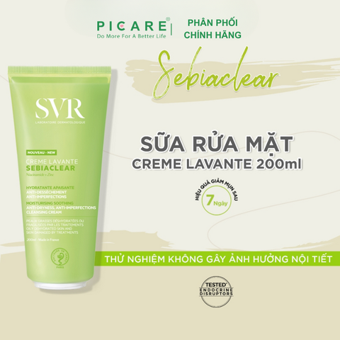 Sữa rửa mặt dạng kem dành cho da dầu bụi bẩn bã nhờn SVR Sebiaclear Creme Lavante 200ml