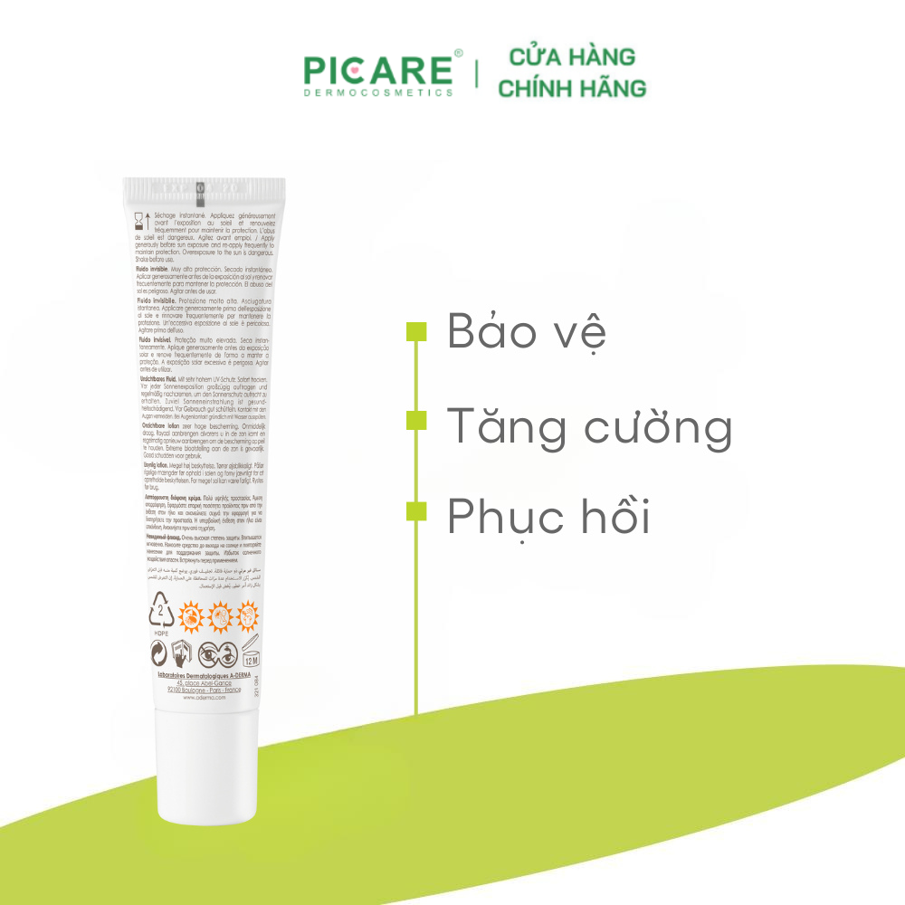 Kem Chống Nắng Dành Cho Da Nhạy Cảm A-derma Protect Invisible Fluid SPF50+ 40ml