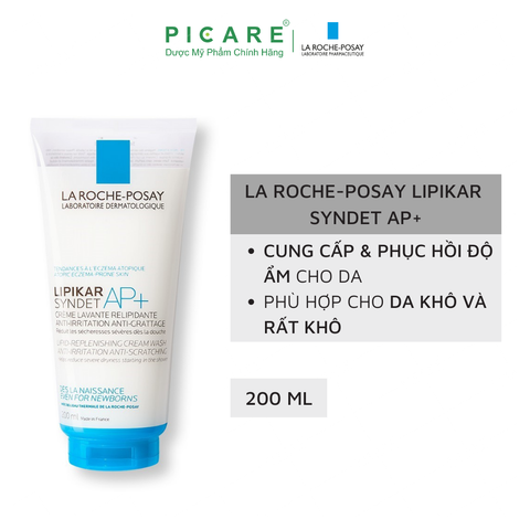 Sữa Tắm & Rửa Mặt Cho Da Khô Nhạy Cảm La Roche-Posay Lipikar Syndet AP+ 200ml