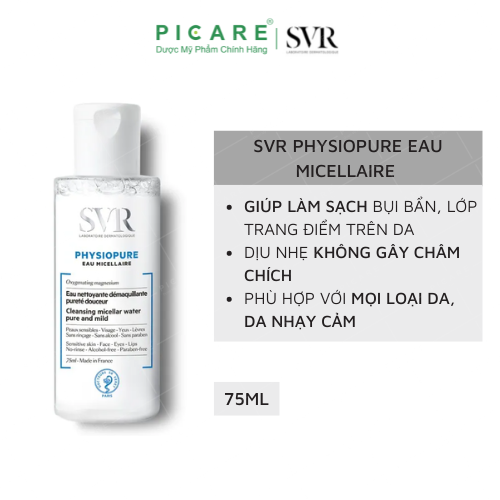 Dung Dịch Tẩy Trang Dành Cho Da Nhạy Cảm SVR Physiopure Eau Micellaire 75ml