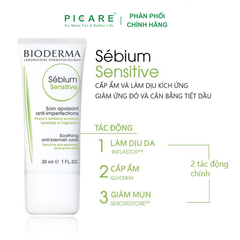 Kem dưỡng cho da mụn nhạy cảm Bioderma Sebium Sensitive 30ml