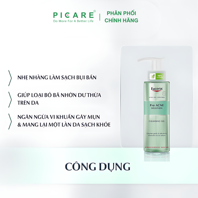 Sữa Rửa Mặt Dành Cho Da Nhờn Mụn Dạng Gel Eucerin Pro Acne Cleasing Gel 400ml - 88982