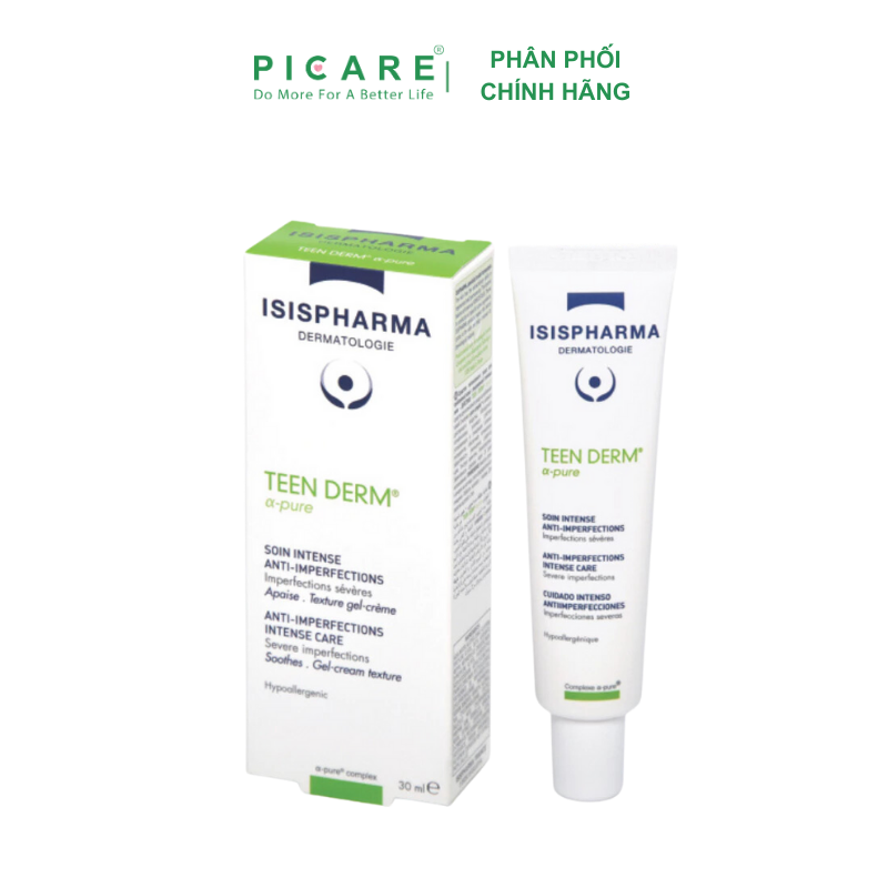 Kem Hỗ Trợ Giảm Mụn Trứng Cá Isis Pharma Teen Derm Alpha Pure 30ml