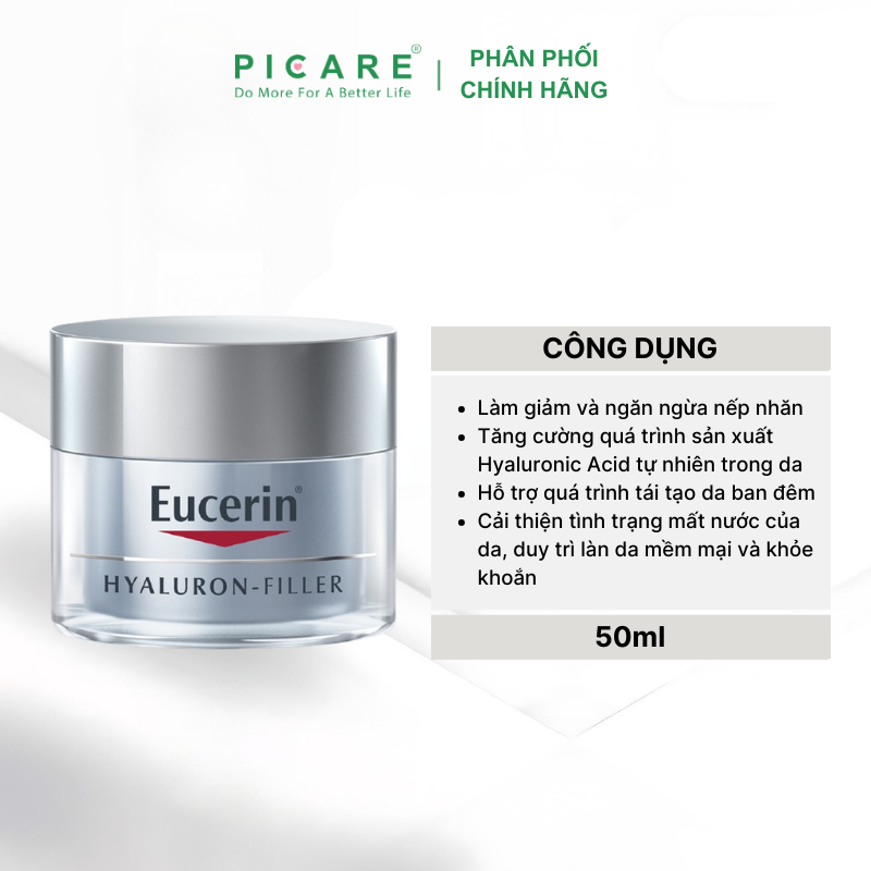 Kem Ngăn Ngừa Lão Hóa Ban Đêm Eucerin Hyaluron – Filler Night Cream – 63486