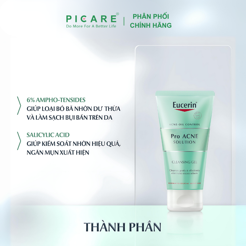 Sữa Rửa Mặt Dành Cho Da Nhờn Mụn Dạng Gel Eucerin Pro Acne Cleasing Gel 75ml - 98358