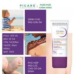 Kem dưỡng phục hồi da và chống nắng cho da sau vết thương Bioderma Cicabio Creme SPF 50+ 30ml