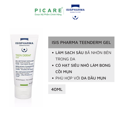 Gel Rửa Mặt Giảm Nhờn, Mụn Isis Pharma Teen Derm Gel 40ml