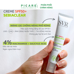 Kem dưỡng giảm mụn và chống nắng SVR Sebiaclear Creme SPF50+ 40ml