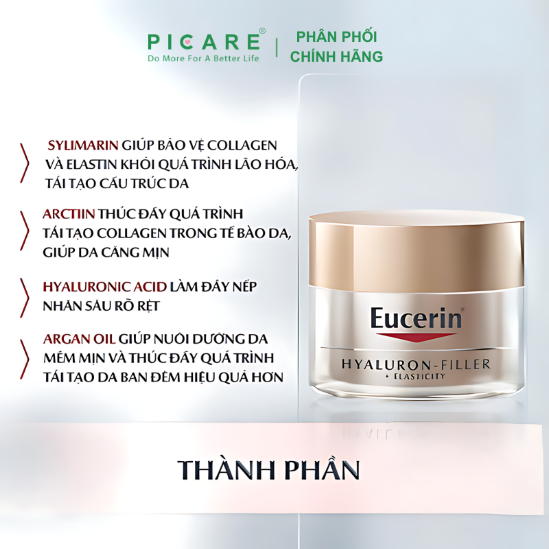 Kem Dưỡng Chống Lão Hóa Cải Thiện Độ Đàn Hồi Cho Da Ban Đêm Eucerin Hyaluron-Filler+ Elasticity Night Cream 50ml – 69678