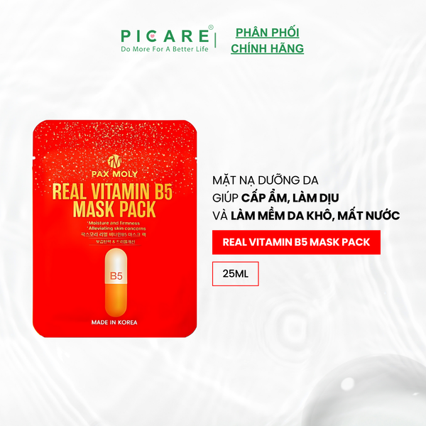Mặt nạ cấp ẩm, phục hồi da và làm dịu da bị kích ứng PAX MOLY Real Vitamin B5 Mask Pack (25ml)