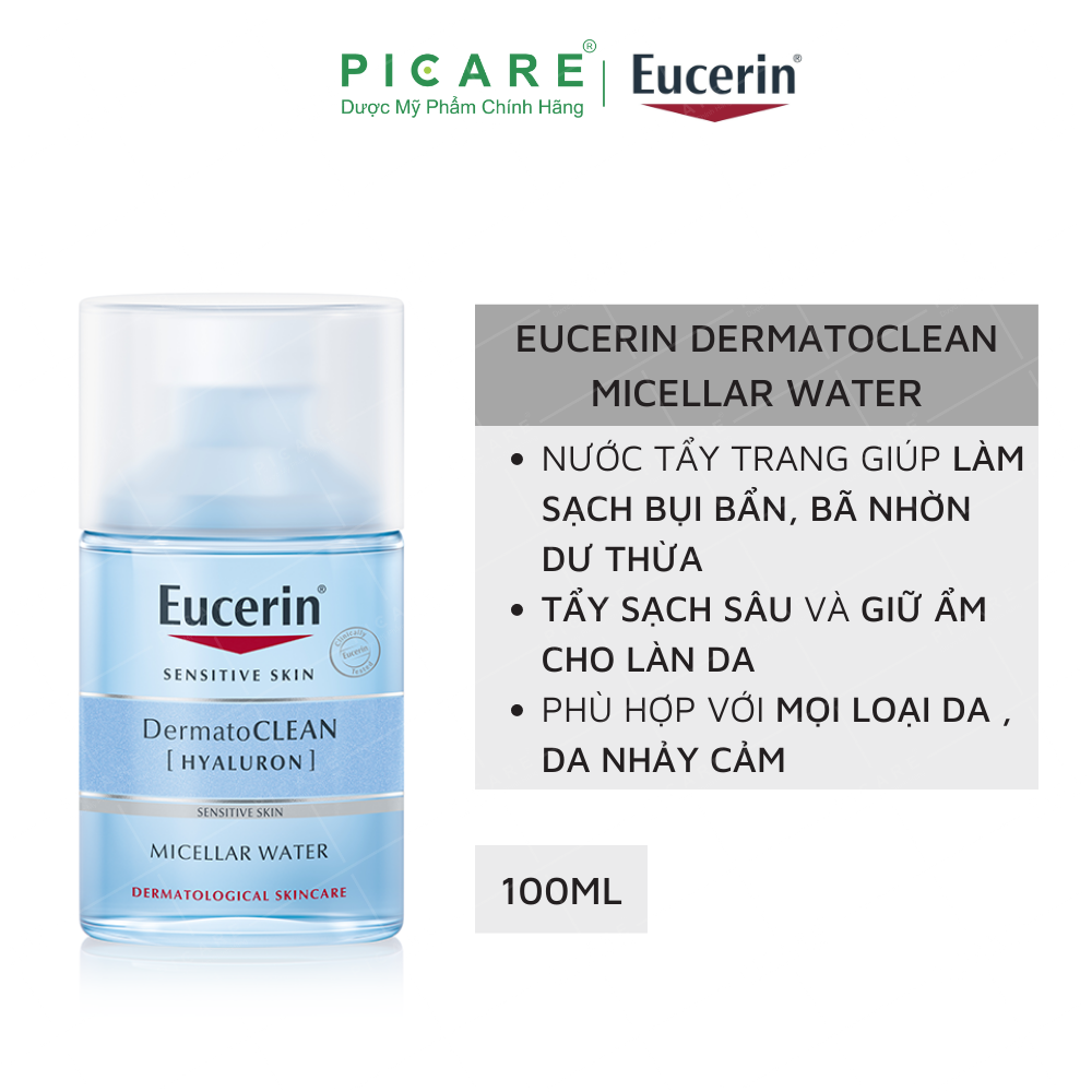 Nước Tẩy Trang Dành Cho Da Nhạy Cảm Eucerin Dermato Clean Hyaluron Micellar Water 3In1 100ml