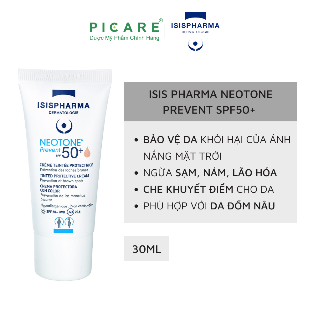 Kem Chống Nắng Che Phủ Khuyết Điểm Isis Pharma Neotone Prevent SPF50+ 30ml