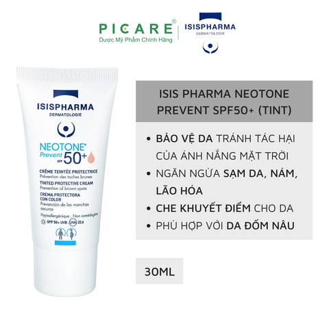 Kem Che khuyết Điểm, Kết Hợp Chống Nắng ( Màu Sáng ) Isis Pharma Neotone Prevent SPF50 30ml