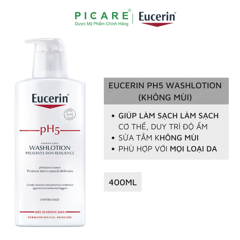 Sữa Tắm Dành Cho Da Nhạy Cảm Eucerin Washlotion pH5 400ml (Không Mùi) - 63080