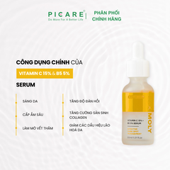 Tinh chất dưỡng trắng mờ thâm cho da xỉn màu PAX MOLY Vitamin C 15% + B5 5% Serum 30ml