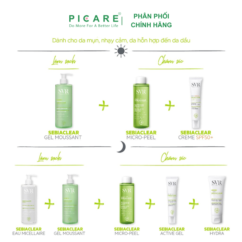 Kem Giảm Mụn Và Chống Nắng SVR Dành Cho Da Hỗn Hợp & Da Nhạy Cảm Sebiaclear Creme SPF50 50ml