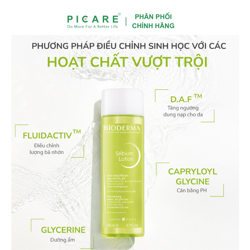 Nước Dưỡng Da Và Giúp Cân Bằng PH Của Da Dành Cho Da Hỗn Hợp Đến Da Dầu Bioderma Sebium Lotion 200ML