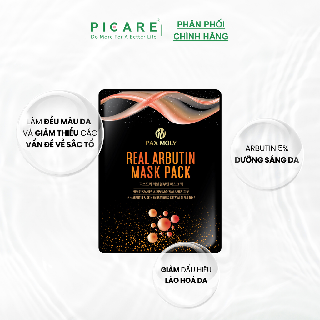 Mặt nạ dưỡng sáng dành cho da không đều màu PAX MOLY Real Arbutin Mask Pack - 25ml