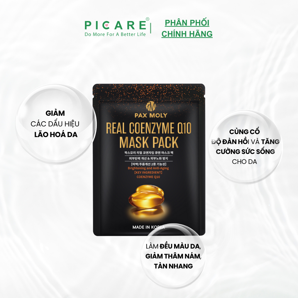 Mặt nạ cải thiện nếp nhăn và phục hồi da PAX MOLY Real Coenzyme Q10 Mask Pack - 25ml