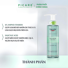 Sữa Rửa Mặt Dành Cho Da Nhờn Mụn Dạng Gel Eucerin Pro Acne Cleasing Gel 400ml - 88982