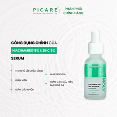 Tinh chất dành cho da dầu mụn PAX MOLY Niacinamide 15% + Zinc 5% Serum 30ml