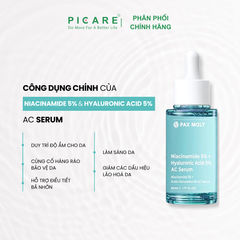 Tinh chất dưỡng ẩm và làm đều màu da Pax Moly Niacinamide 5% + Hyaluronic Acid 5% AC Serum 50ml