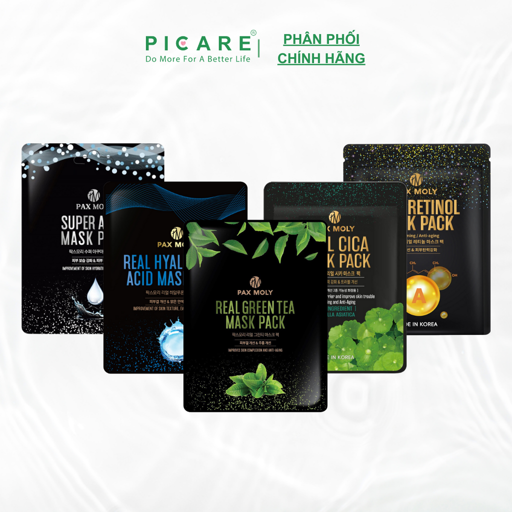 Mặt nạ trà xanh dành cho da thâm mụn PAX MOLY Real Green Tea Mask Pack (25ml)