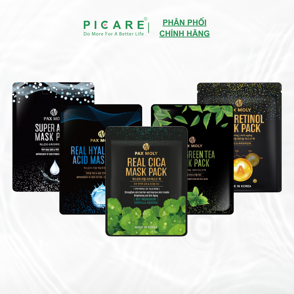 Mặt nạ trà xanh dành cho da thâm mụn PAX MOLY Real CICA Mask Pack (25ml)