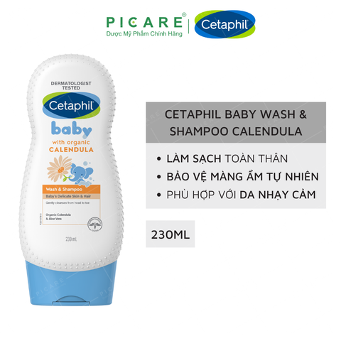 Sữa Tắm Gội Trẻ Em Cetaphil Baby Gentle Wash & Shampoo With Organic Calendula 230ml