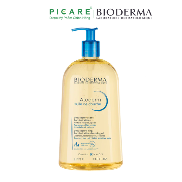 Dầu tắm giúp làm sạch, làm dịu và dưỡng ẩm dành cho da khô, da nhạy cảm Atoderm Huile De Douche 1L