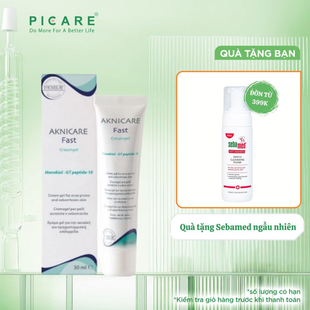 Kem giảm tổn thương viêm mụn kiểm soát bã nhờn Aknicare Fast Cream gel 30ml