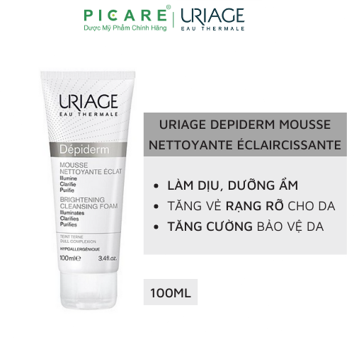 Sữa Rửa Mặt Làm Sạch Và Thanh Khiết Làn Da Uriage Depiderm Mousse Nettoyante Éclaircissante 100ml