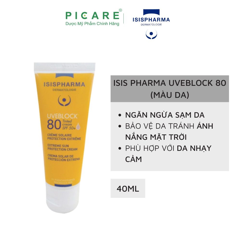 Kem Chống Nắng Dành Cho Da Thường ( Màu Nâu) ISIS Pharma Uveblock SPF 80 40ml