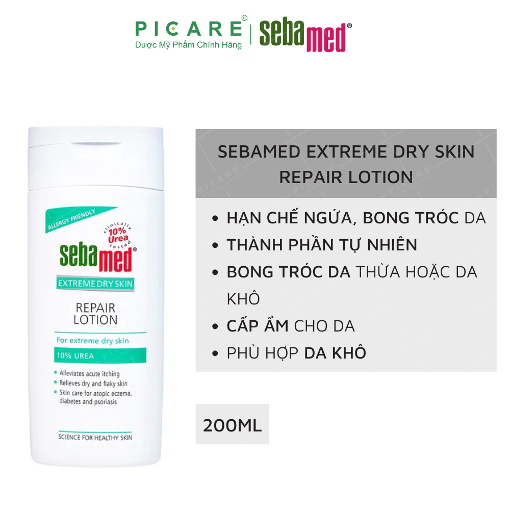 Sữa Dưỡng Thể Dưỡng Ẩm Giảm Khô Ngứa, Bong Tróc Cho Da Khô Viêm Da Cơ Địa Sebamed Extreme Dry Skin Repair Lotion 200ml