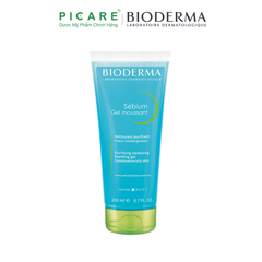 Gel Rửa Mặt Tạo Bọt Ngăn Ngừa Mụn Dành Cho Da Hỗn Hợp, Da Dầu Đến Da Mụn Bioderma Sebium Gel Moussant 200ml