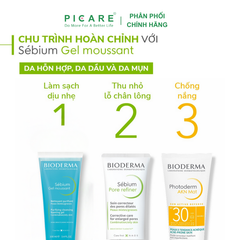 Gel Rửa Mặt Tạo Bọt Ngăn Ngừa Mụn Dành Cho Da Hỗn Hợp, Da Dầu Đến Da Mụn Bioderma Sebium Gel Moussant 100ml