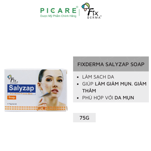 Xà Phòng Giúp Giảm Thâm Mụn, Làm Sạch Da Fixderma Salyzap Soap 75g