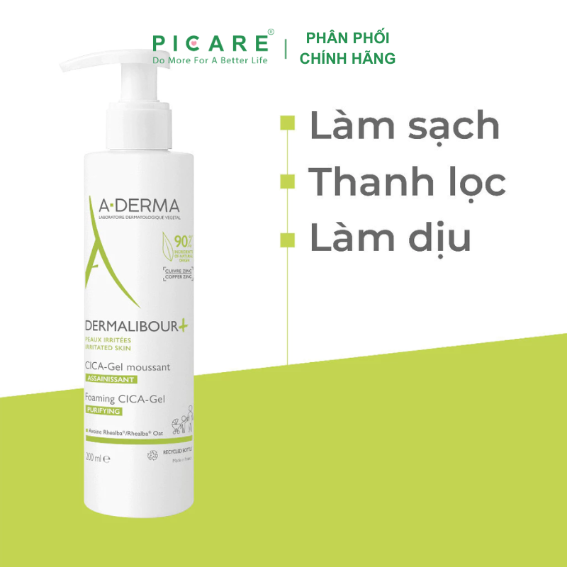Gel Làm Sạch, Làm Dịu Da Kích Ứng A-Derma Dermalibour+ Foaming Gel 200ml