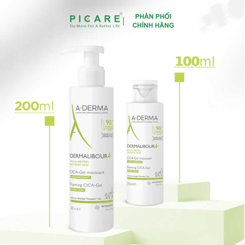 Gel Làm Sạch Cho Da Mặt Và Toàn Thân Giúp Làm Dịu Da A-Derma Dermalibour+ Foaming Cica-Gel 100ml - 200ml