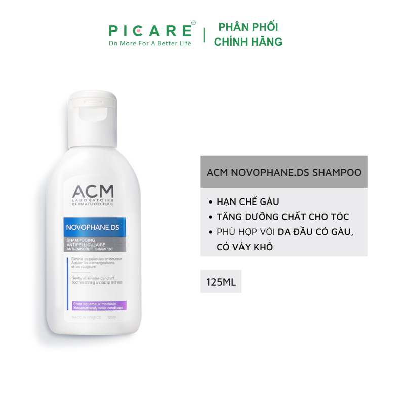 Dầu Gội Giảm Gàu, Dưỡng Tóc ACM Novophane.DS Anti-Dandruff Shampoo 125ml