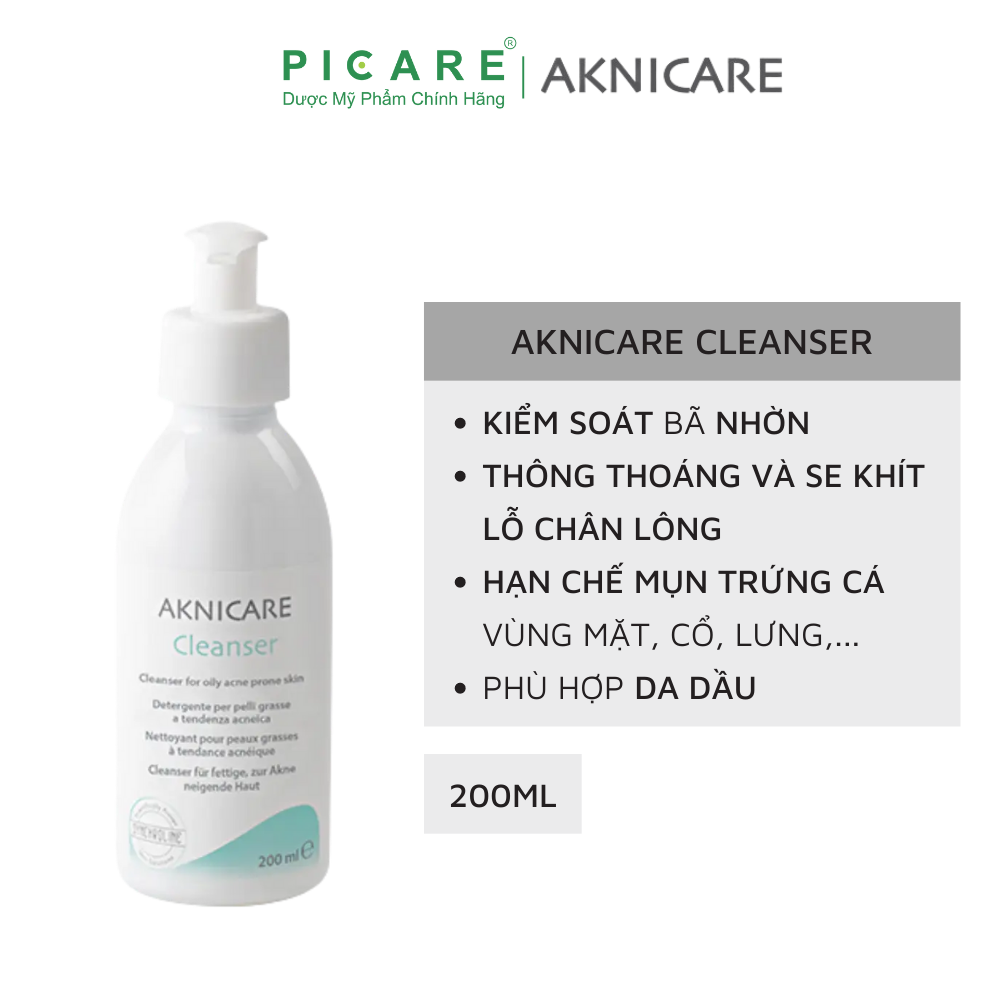 Gel Rửa Mặt Cho Da Dầu Mụn Aknicare Cleanser 200ml