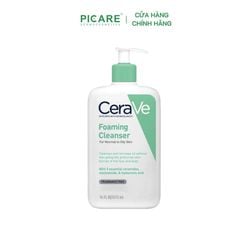 Sữa rửa mặt làm sạch dành cho da thường, da dầu CeraVe Foaming Cleanser Gel Moussant 473ml