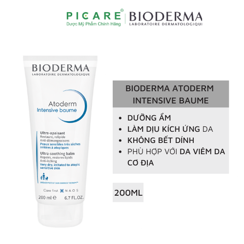 Kem Làm Dịu, Phục Hồi Da Dành Cho Da Rất Khô, Da Nhạy Cảm, Da Chàm Dị Ứng Bioderma Atoderm Intensive Baume 200ml