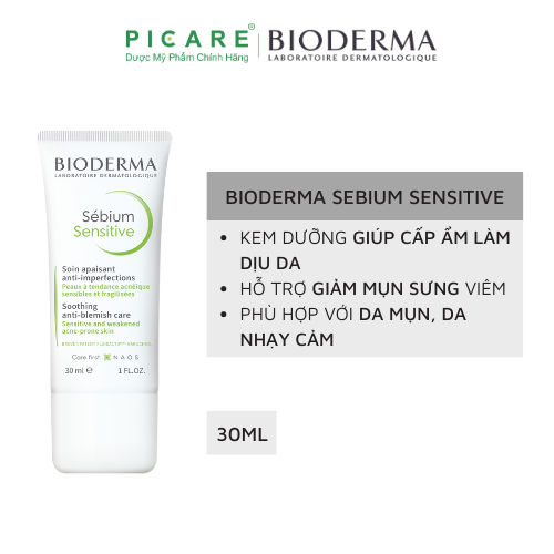 Kem Dưỡng Da Dành Cho Da Mụn, Yếu  Và Nhạy Cảm Bioderma Sebium Sensitive 30ml