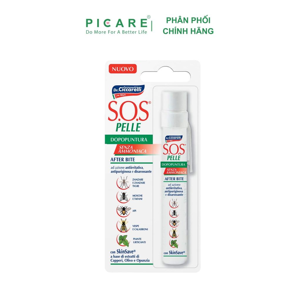 Bút chấm muỗi, côn trùng đốt làm dịu và giảm ngứa nhanh– S.O.S PELLE After Bite Pen 15ml
