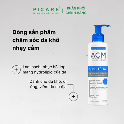 Sữa Rửa Mặt Dành Cho Da Nhạy Cảm ACM Sensitelial Cleansing Gel 200ml