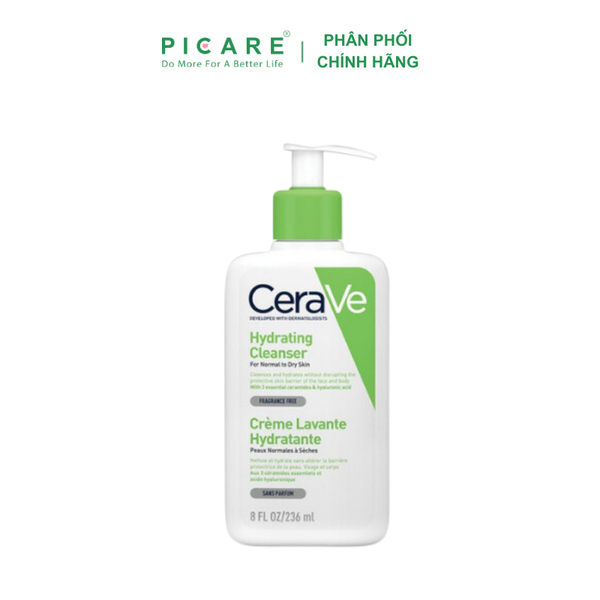 Sữa rửa mặt làm sạch dành cho da thường đến da khô CeraVe Hydrating Cleanser 236ml