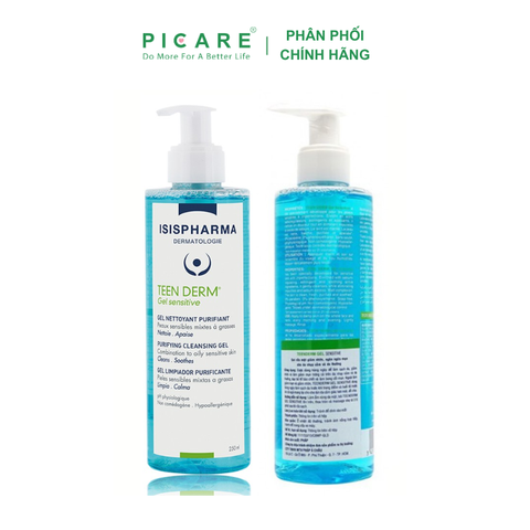 Gel Rửa Mặt Dành Cho Da Mụn Nhạy Cảm Isis Pharma Teenderm Sensitive Gel 250ml