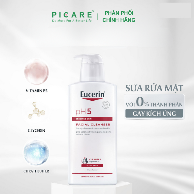 Sữa rửa mặt pH5 cho da nhạy cảm Eucerin Facial Cleanser Sensitive Skin
