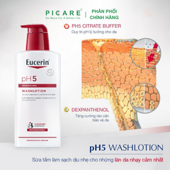 Sữa Tắm Và Rửa Mặt Dịu Nhẹ Dành Cho Da Nhạy Cảm Eucerin pH5 Washlotion 1000ml – 63075